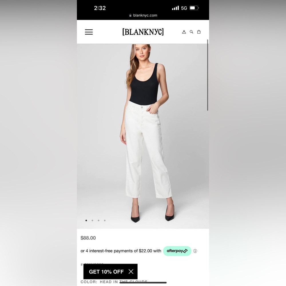 Blank nyc Baxter rib cage off white jean sz 26